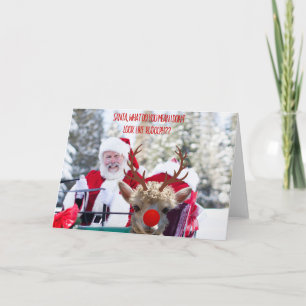 Tarjeta El divertido momento de Rudolph con Santa - Disfra