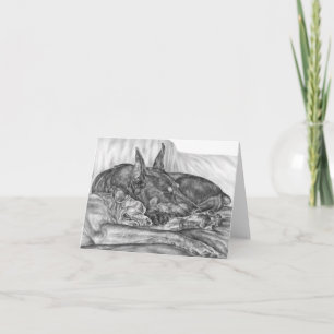 Tarjeta El Doberman el dormir persigue el dibujo por el