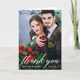 Tarjeta El doblez moderno de la foto W de la boda de la