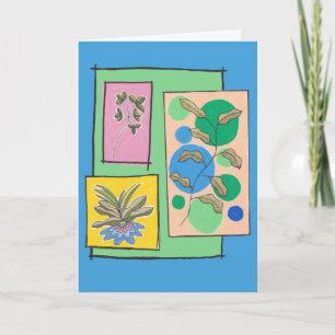 Tarjeta El doodle de arte de tres plantas, tus palabras de