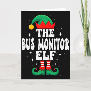 Tarjeta El Duende Monitor De Autobús Divertido Navidad Par