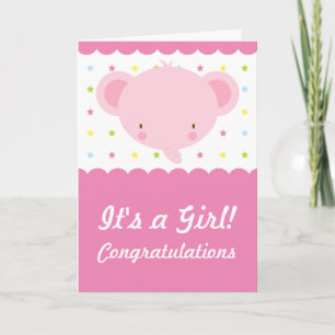 Tarjeta El elefante rosa lindo es una carta de felicitacio