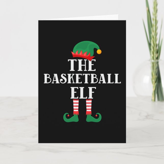 Tarjeta El Elfo de Baloncesto Divertida Navidad (Anverso)