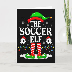 Tarjeta El Elfo del Fútbol Divertida Familia Navidad Fútbo