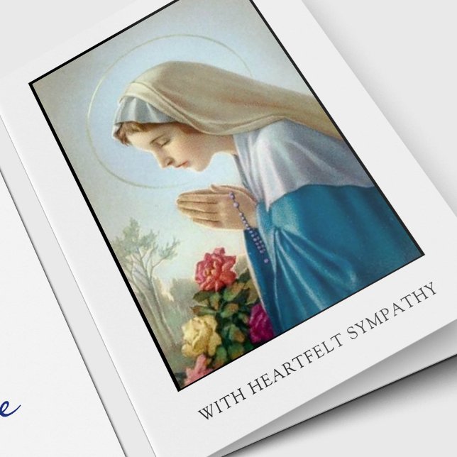 Tarjeta El entierro le agradece carda el Au Chapelet del | (Virgin Mary Religious Catholic Sympathy Funeral Thank You Card)