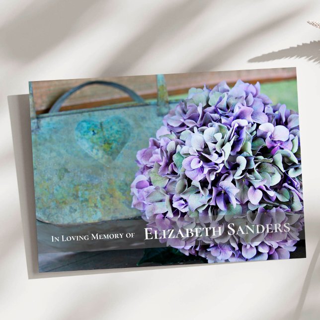 Tarjeta El entierro le agradece carda el bolso del (Hydrangea and handbag funeral thank you card)