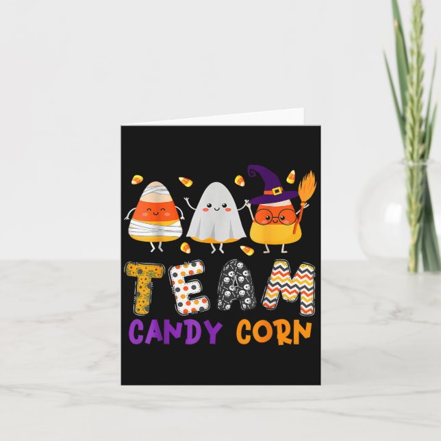 Tarjeta El equipo Candy Corn Halloween es gracioso con Mam (Anverso)