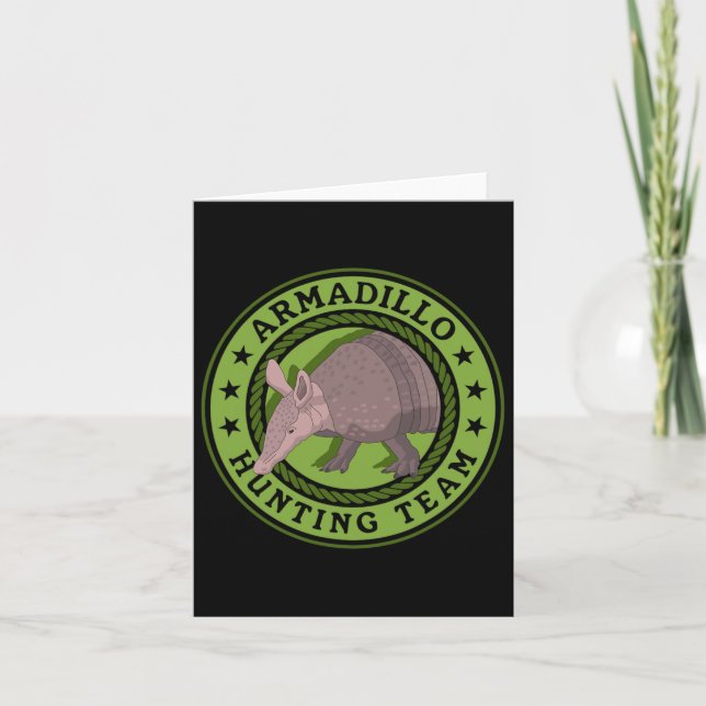 Tarjeta El equipo de caza del armadillo busca cazadores de (Anverso)