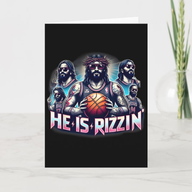 Tarjeta Él es Christian Jesus jugando baloncesto Ea (Anverso)