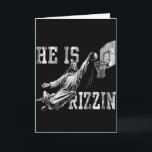Tarjeta Él es divertido Rizzin Meme cristiano de baloncest<br><div class="desc">Él es divertido Rizzin Meme cristiano de baloncesto Pascua</div>