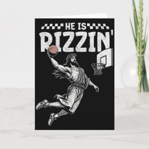 Tarjeta Él es Rizzin Christian Jesús jugando baloncesto Ea