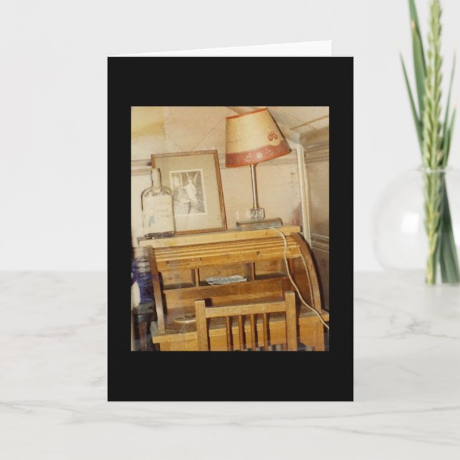 Tarjeta El escritorio del top del rollo del escritor (Anverso)