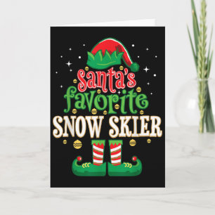 Tarjeta El esquiador de nieve favorito de Santa Esquí Navi