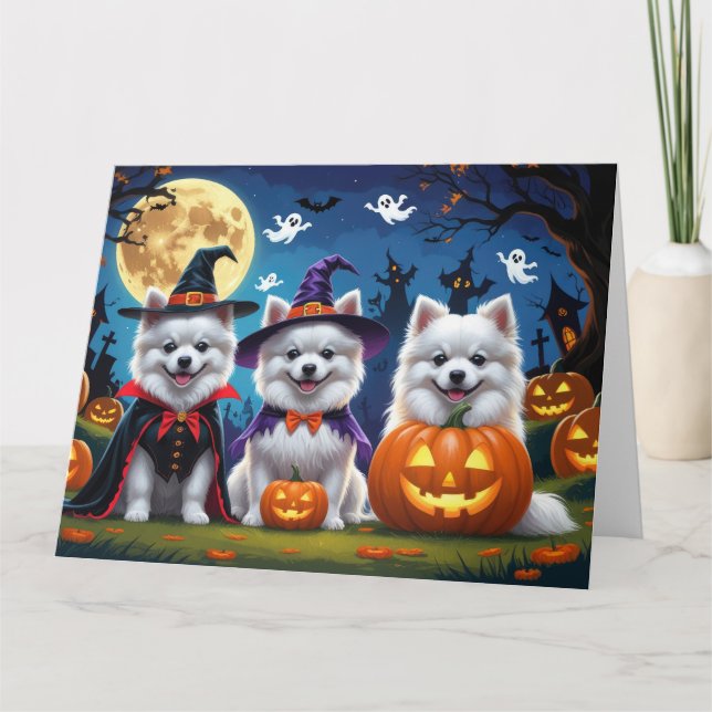 Tarjeta El esquimal americano Dogs Calabaza Halloween Funn (Anverso)