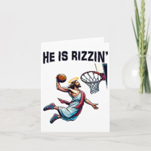 Tarjeta Él Está Rizando Jesús Baloncesto Pascua Para Niños