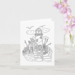 Tarjeta El Fairy Lighthouse Color It Yourself Blank