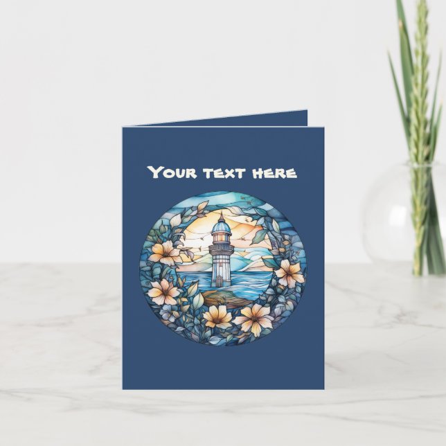 Tarjeta El faro de vidrio fino y fino añade texto (Anverso)