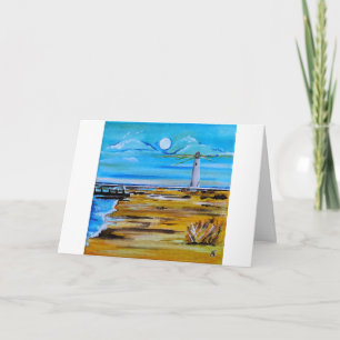 Tarjeta El faro en la playa Pintura de Alfred Fox