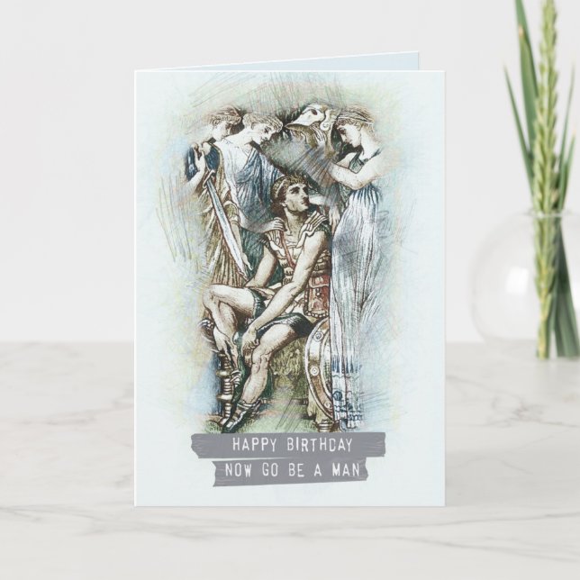 Tarjeta El feliz cumpleaños, ahora va sea un hombre (Anverso)
