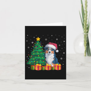 Tarjeta El feo pastor australiano de Santa Hat Navidades e