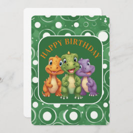 Tarjeta El Fiesta de los dinosaurios bebé adorables