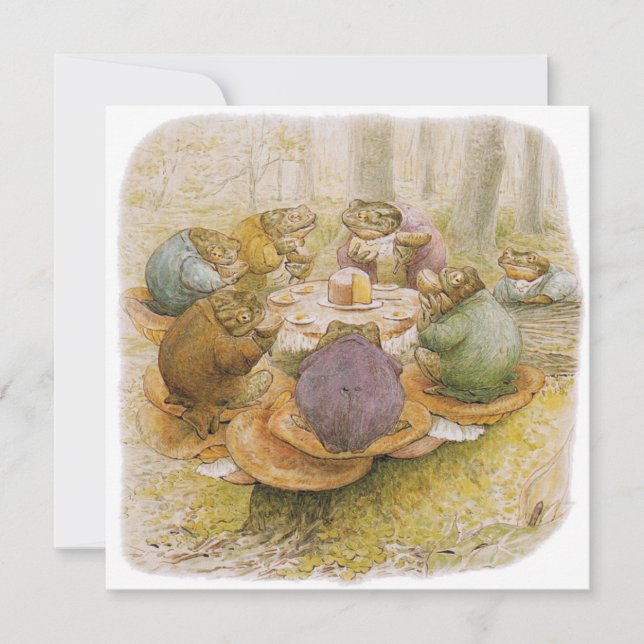 Tarjeta El Fiesta del té de las toads (por Beatrix Potter) (Anverso)