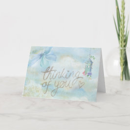Tarjeta El ` floral azul que piensa en usted' carda