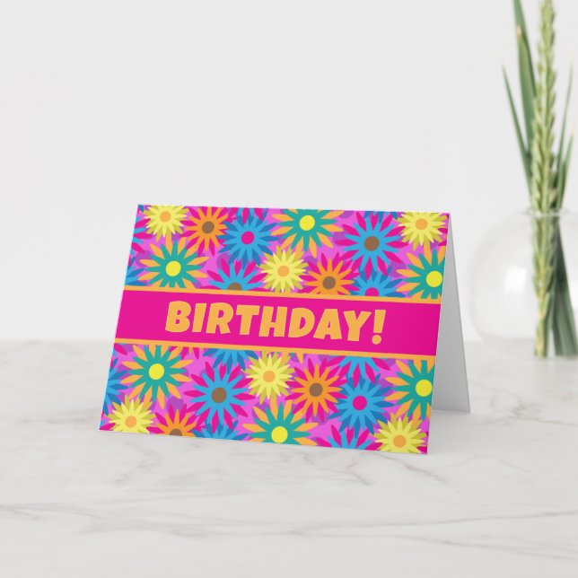 Tarjeta ¡el flower power de los años 60 tiene un feliz (Anverso)