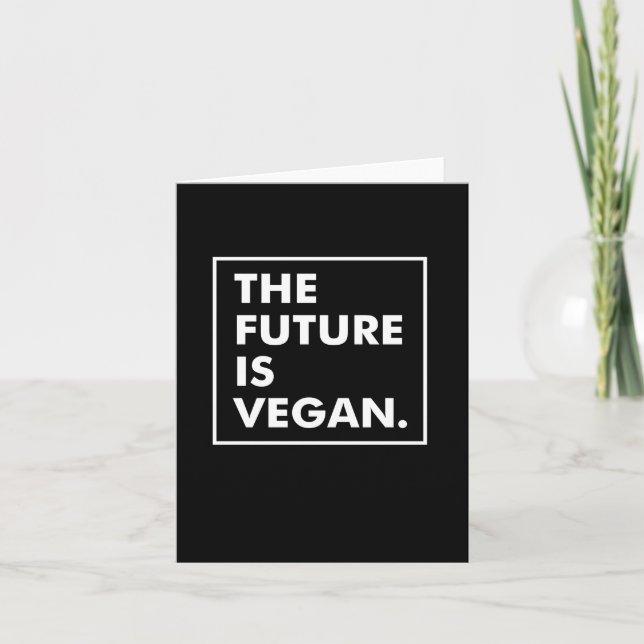 Tarjeta El Futuro Es Vegano Tipografía Blanco y Negro (Anverso)