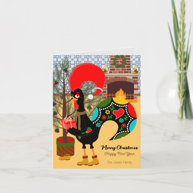 Tarjeta El gallo portugués y la alegría de dar (Anverso)