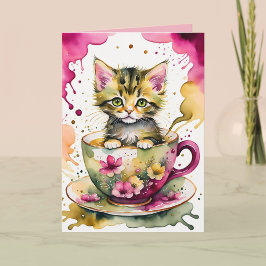 Tarjeta El Gatito Que Llegó Al Té
