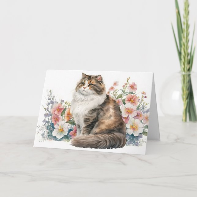 Tarjeta El gato acuarela se recuperará pronto (Anverso)