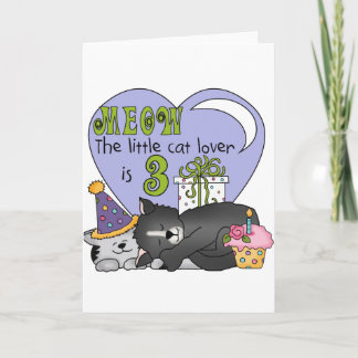 Tarjeta El gato ama el tercer cumpleaños camisetas y regal