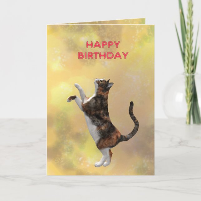 Tarjeta El gato de Calico y el cumpleaños feliz (Anverso)