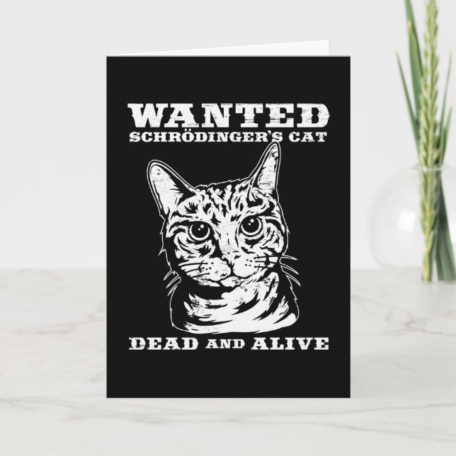 Tarjeta El gato de Schrodinger buscado vivo o muerto (Anverso)