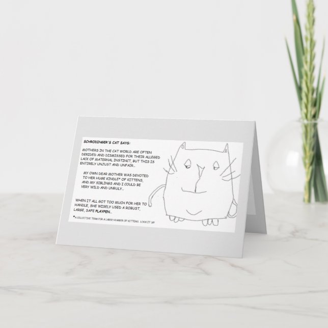 Tarjeta El gato de Schrodinger: Día de la madre (Anverso)