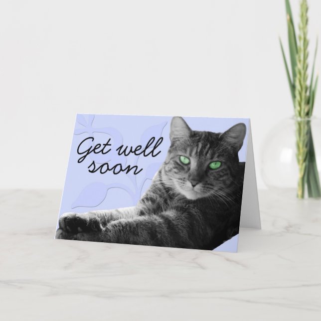 Tarjeta El gato de Tabby con las patas cruzadas, Ponte bie (Anverso)