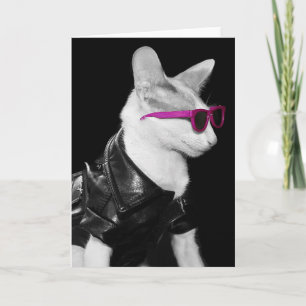 Tarjeta El gato de un chico malo en sombras