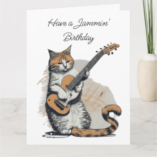 Tarjeta El gato del Naranja de Guay Jamming en el cumpleañ
