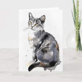 Tarjeta El gato en acuarelas