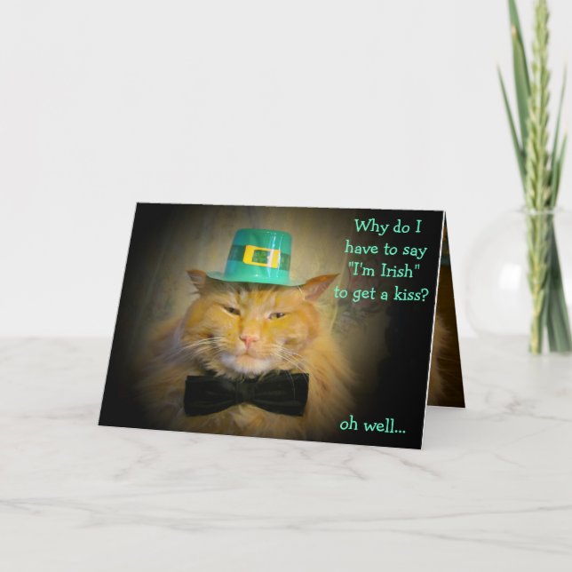 Tarjeta El gato irlandés quiere un beso (Anverso)