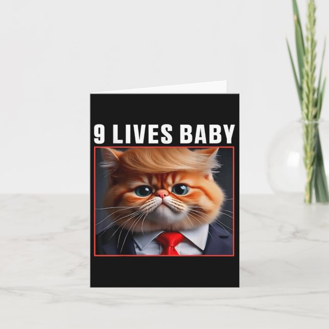 Tarjeta El gato Trump 9 vive al bebé _1 (Anverso)