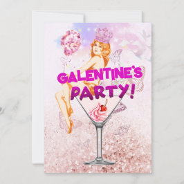 Tarjeta El glamoroso y rosa Fiesta del Día de Galentine