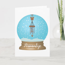 Tarjeta El globo de nieve de la parrilla de mariposa único