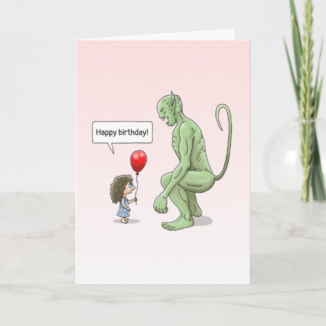 Tarjeta El globo rojo de cumpleaños de la Bestia (Anverso)