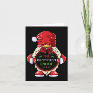 Tarjeta El gnomo de bádminton Grupo Familiar de Navidad co