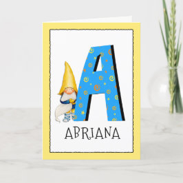 Tarjeta El gnomo embroma la letra un saludo del cumpleaños