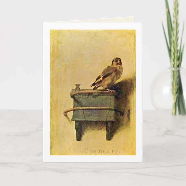 Tarjeta El Goldfinch. Por Carel Fabritius (Anverso)