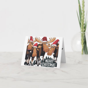 Tarjeta El gracioso alce en los Navidades de Santa Hats Re