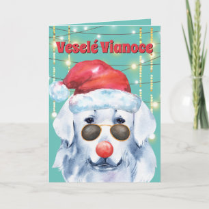 Tarjeta El gracioso perro eslovaco cuvak con luces Veselé 